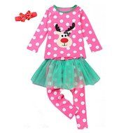 Sleepwear ,BeautyVan Newborn Baby Christmas Tree Printed Long Sleeve Top Shirt+Pants Outfits Set (100, Pink) N3