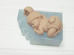 Mold for 3 Inch Baby with Bunny Hat and Diaper Fondant Decorating Soap Polymer Clay Cake