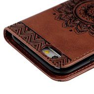 iPhone 6S Plus Case,iPhone 6 Plus Case (4.7") - Wallet Embossed Totem Flower Design Folio PU Leather with Stand... N18