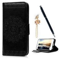 iPhone 6S Plus Case,iPhone 6 Plus Case (4.7") - Wallet Embossed Totem Flower Design Folio PU Leather with Stand... N23