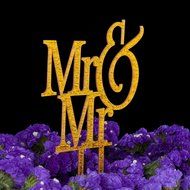 LOVENJOY with Gift Box Mr and Mr Same Sex Gay Monogram Wedding Cake Topper Black (5.3-inch) N18