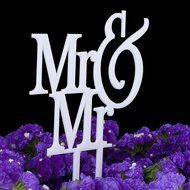 LOVENJOY with Gift Box Mr and Mr Same Sex Gay Monogram Wedding Cake Topper Black (5.3-inch) N19