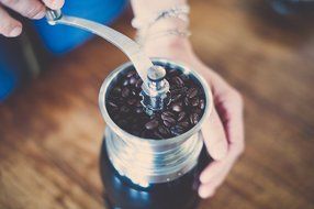 Manual Coffee Grinder by Sky Solutions - Ceramic Conical Burr Coffee Grinder. Midnight Black, made with Stainless...