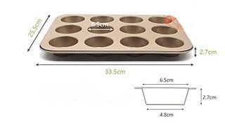 Astra shop Preferred Non-stick 12-Cup Muffin Pan Cupcake Baking Tray, Champagne Gold