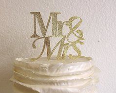 All About Details Gold Mr-&amp;-Mrs Cake Topper N3