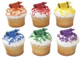 CakeDrake 144 BULK CRAYON Crayola English Spanish Colors PARTY CUPCAKE Topper Pics Picks