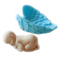 FLY 2PCS Sleeping Baby And Angel Wing Types Silicone Cake Mold,Pink