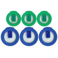 (3) Pyrex 7200 Blue 2 Cup and (3) Pyrex 7202 Green 1 Cup Round No Leak Lids for Glass Bowls