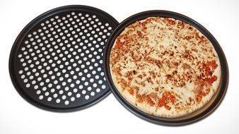 Pack of 2 Pizza Pans with holes 13 inch - Professional set for restaurant type pizza at home grill barbecue N5