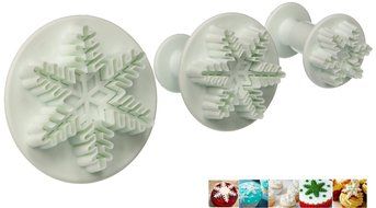 Elinka Fondant Cake Cutter Mold Decorating Plunger Sugarcraft Snowflake Cutter Tools Set of 3 N3