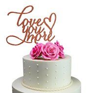 Sugar Yeti Made In USA Wedding Cake Topper Love You More #20 Gold Mirror N5