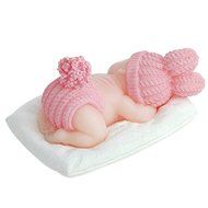 FLY 3D Sleeping Baby Silicone Fondant Mold Cake Decorating,Pink