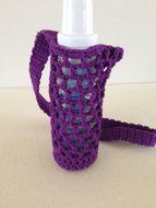 Crochet water bottle carrier, crochet bottle holder in purple N9