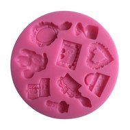 FLY 3D Heart Comb Mirror Fondant Cake Mold Kitchen Decorating Tools,Pink N2