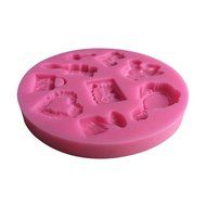 FLY 3D Heart Comb Mirror Fondant Cake Mold Kitchen Decorating Tools,Pink N3