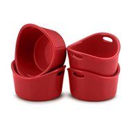 Rachael Ray Bubble and Brown, Red 10-Ounce Round Ramekins, Set of 4