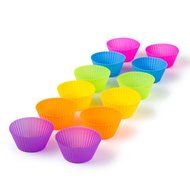 Kithtensils Premium Silicone Baking Cups - set of 12 Reusable Cupcake Liners / Muffin Cups in 6 Beautiful Colors