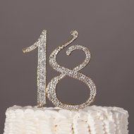 18 Cake Topper for 18th Birthday Number Party Supplies &amp; Decoration Ideas (Silver) N10