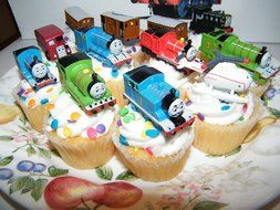 Thomas the Tank Engine Deluxe Set of 12 Cake Toppers Cupcake Toppers Party Decorations with Thomas, Percy, Harold...