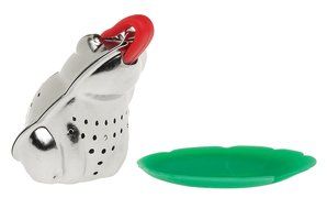 HIC Hangin&rsquo; Dunkin Monkey Loose Tea Leaf Tea Infuser and Drip Tray, Stainless Steel, 3-Inch by 2.25-Inch N13