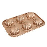 MyLifeUNIT 6 Cups Scallop Shaped Madeleine Pan, Non-Stick Carbon Steel Madeleine Mold N2