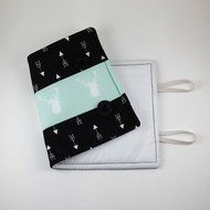 French Press Cozy, Cafetiere Cosy, Deer Decor, Black and Mint Green N3