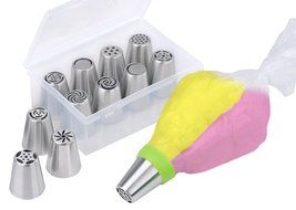 23-Piece Russian Piping Tips,OliveTech Cake Decorating Tips Kits Professional Stainless Steel Large Size Icing... N7