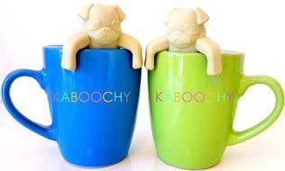 KABOOCHY Set of 2 Pug Life Silicone Tea Infuser, Cute Loose Leaf Tea Strainer, Beige Color N7