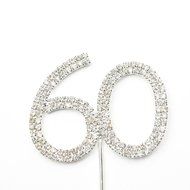Rhinestone Crystal Silver Number 60 Birthday 60th Anniversary Cake Topper Rhinestone Crystal Silver Number 60... N3