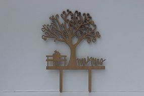 Meijiafei Cherry Blossom Tree The Bride and Groom Sit in Chair Script Mr&amp;Mrs Wedding Cake Topper