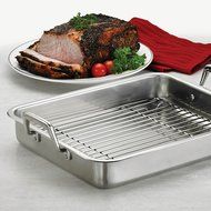 Tramontina 80203/003DS Gourmet Prima 13.5-Inch Rectangular Roasting Pan with Basting Grill, Small, Stainless Steel N9