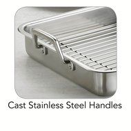 Tramontina 80203/003DS Gourmet Prima 13.5-Inch Rectangular Roasting Pan with Basting Grill, Small, Stainless Steel N10