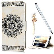iPhone 6S Plus Case,iPhone 6 Plus Case (4.7") - Wallet Embossed Totem Flower Design Folio PU Leather with Stand... N31