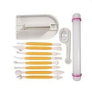 Generic 4 Sets Sugarcraft Icing Cake Smoother Fondant Cutter Embosser Rolling Pin Modeling Tool Kit Set Pack of...