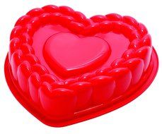 Pavoni FRT184RSA Platinum Silicone Braid Heart Cake Mould, Red