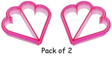 Sweet Heart Shaped Sandwich CRUST CUTTER Kid School Lunch Valentine's Day (Pink Heart - Pack of Two) N3