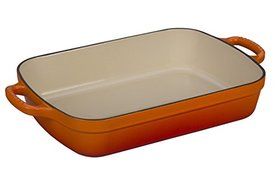 Le Creuset Signature Cast Iron Rectangular Roaster, 3.0-Quart, Flame
