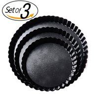 PNBB Non Stick Carbon Steel Split Decision Pie Pan with Removable Base - Set of 3 N5