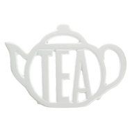 G&amp;H Tea Services 'Tea' Word Trivet, White N4