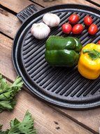 Cast Iron Griddle Pizza Pan - Pre Seasoned Grill (New Design), Black by Utopia Kitchen N11