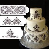 GogoForward 3Pcs Lace Flower Cake Fondant Stencil Cake Decorating Moulds N5