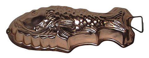 Vintage Coppertone Copper Tone 5x13 Inch FISH Jell-O Pate Mold / Cake Baking Pan w/ Wall Hanging Loop