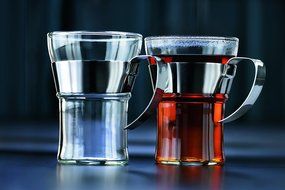 Bodum 4552-16 Assam 2 Piece Small Tea Glass with Steel Handle, 10 oz, Chrome N2
