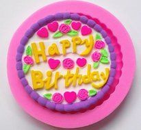 Baking Molds 3D Silicone Mould Cake Candy Pastry Tools Decorating Reusable Non-stick Happy Birthday Round Plaque... N4