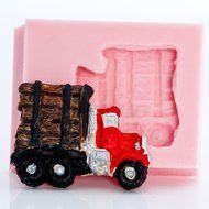 Small Log Truck Silicone Mold Food Safe Fondant, Resin, Polymer Clay Mold. Flexible easy to use. Jewelry, Craft... N3