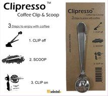 Stainless Steel Coffee Scoop with Integrated Bag Clip