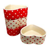 Polka Dot Heart Shaped Red &amp; White Ramekins Set of 4 N2