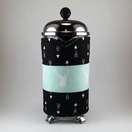 French Press Cozy, Cafetiere Cosy, Deer Decor, Black and Mint Green N4