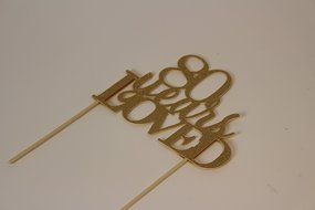 All About Details Gold 80-Years-Loved Cake Topper N2