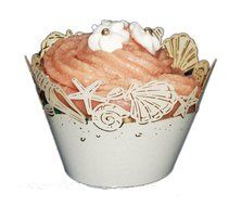 Nsstar with Beach Themed Wedding Sea Shell Seashells Cupcake Wrapper Baby Shower Wedding Party Cake Liners Decoration...